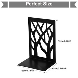 Hisredsun 2 Pair Metal Bookend, Heavy Duty bookends Desktop Book Holder Organizer Book Ends for Shelves (4, Black)