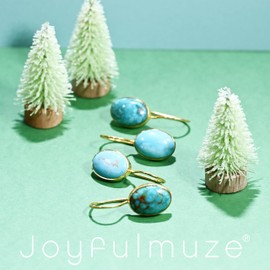 Joyfulmuze Natural Blue Turquoise Earrings-925 Sterling Silver 18K Gold - Teardrop Earrings for Women - December Birthstone Earrings - Christmas Gift for Women (Blue Turquoise-Gold)