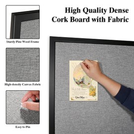 VEIZXUN Bulletin Board 40 x 30 Inch, Cork Board for Walls, Wood Framed Bulletin Boards with Grey Canvas, Wall Mounted Corkboard for Office School Home Decorative