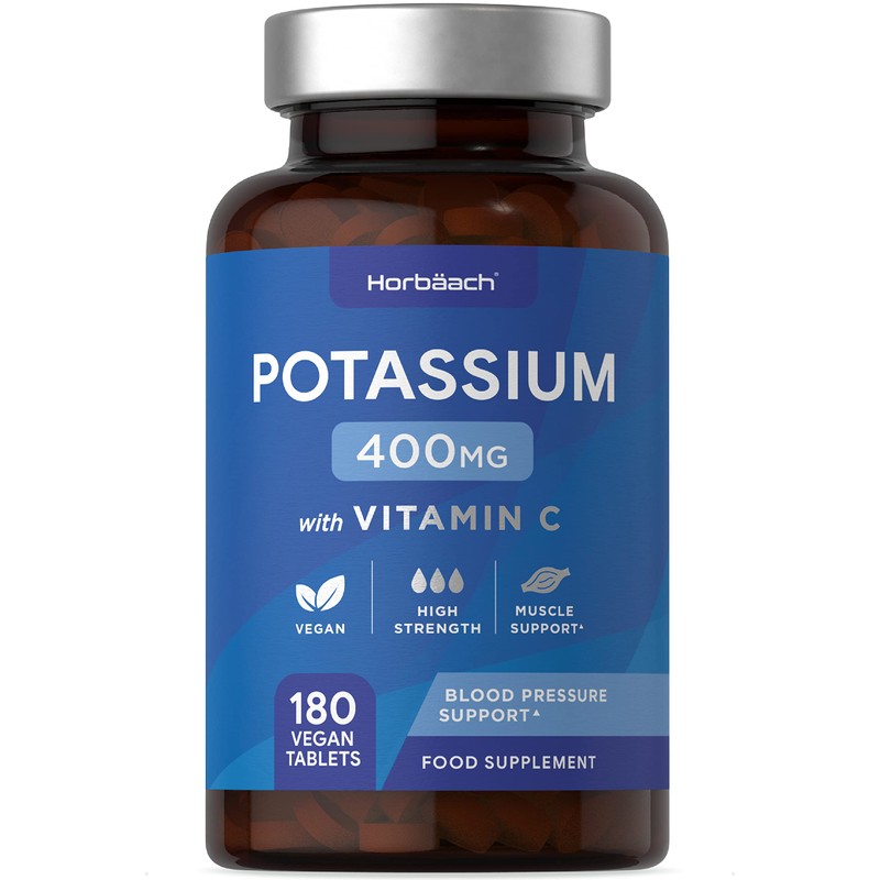 Potassium Supplement 400mg with Vitamin C | 180 Vegan Tablets