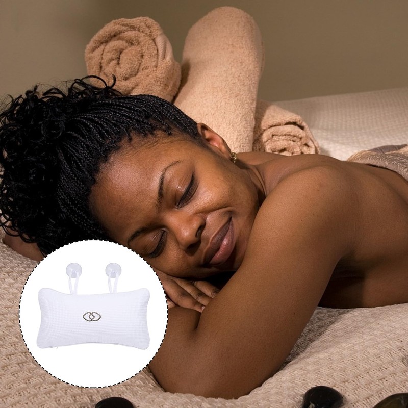 Thyonta Non-Slip Bathtub Inflatable Cushion Embroidered Bath Pillow with Suction
