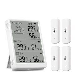 Peakloong Tuya WiFi+RF433 Temperature Humidity Sensor Weather Station Display Monitor Thermometer Hygrometer Support Voice Control