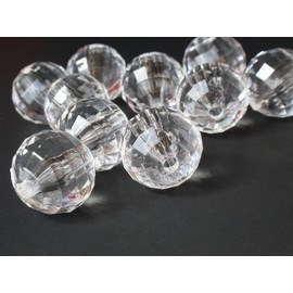 Crystal Plastic Beads, Luxury Acrylic Spacer Beads with Holes, Round, for Jewellery Design, White, Transparent, 8 mm, Pack of 250