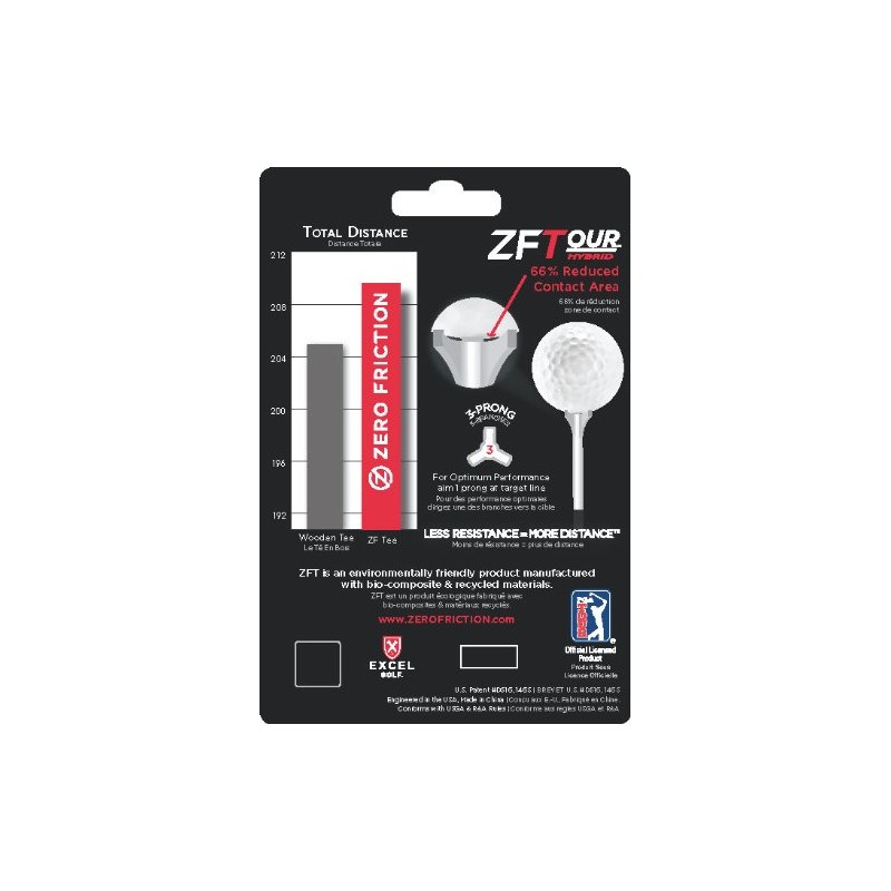 Zero Friction Tour 3-Prong Golf Tees (1-3/4 Inch, White, Pack