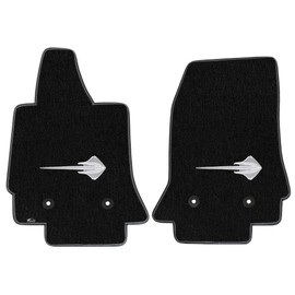 Lloyd Mats Custom-Fit Carpeted Floor Mats Premium Luxury Car Floor Liners for Corvette C7 2014-2019 (Charcoal, 2PC (Single Logo) - Stingray Logo)