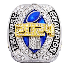 noblehead Fantasy Football Ring 2024| Heavy FFL Champion Ring | Gold Silver Tone Plated Award Trophy for Fantasy Football League Winner (Sixteen, size 8)
