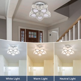 FRIXCHUR Dimmable LED Chandelier Crystal Ceiling Light with Remote Control Small Chandelier for Hallway Bedroom Kids Room Girls Room