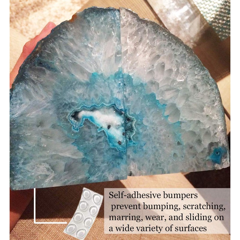 AMOYSTONE Agate Geode Bookends Heavy Duty Stone Book Ends Decorative