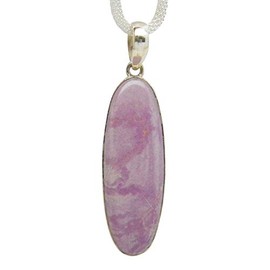 Fundamental Rockhound: Phosphosiderite Gemstone Sterling Silver Pendant Necklace on 18" mesh chain
