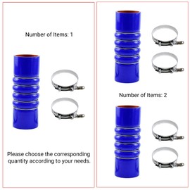 Silicone Upper Radiator Coolant Hose With Clamps 2.5" ID F50-6308 28359 for PACCAR Peterbilt Kenworth Replacement (2)