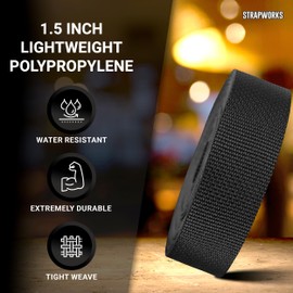Strapworks Lightweight Polypropylene Webbing - Poly Strapping for Outdoor DIY Gear Repair, Pet Collars, Crafts – 1.5 Inch x 10 Yards - Brown