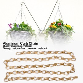 BAOFUYA Assembly Light Fixture Chain, 2Pcs One Meter Rustproof Heavy Duty Welded Chain Link for Hanging Planter Birdcage(Imitation gold)