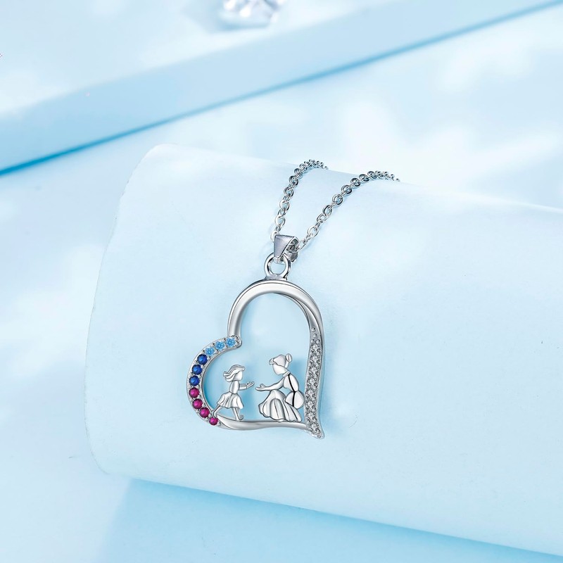 Arrebol Mother and Daughter Necklace Women's Sterling Silver 925 Mum