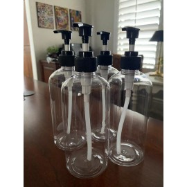 Vioetry Empty Plastic Pump Bottles Dispenser 4 pack 16oz/500ml Portable 3"L x 3"W x 8.7"