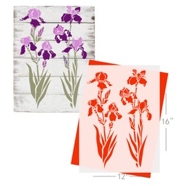 GSS Designs Iris Flowers Stencil for Painting 12x16Inch - Large Flower Stencils for Painting on Wood Wall Canvas Paper Fabric - Reusable DIY Art and Craft Drawing Stencils