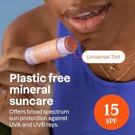 ATTITUDE- Bálsamo labial sin plástico con protección solar FPS 15, verificado por EWG, ingredientes de origen vegetal y mineral