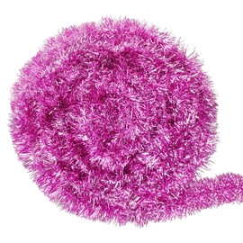 KKSTY 32.8ft(10M) Chunky Christmas Tinsel Garland Decoration, Long Metallic Tinsel Garlands for Christmas Tree Holiday Party Decoration (Pink)