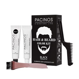 Kit de color para el pelo y la barba – Elimina los grises en 5 minutos. - Fórmula de pincel fácil de aplicar - Fórmula para colorear el cabello para hombres - Crea un aspecto más completo - Mejora la apariencia de tu cabello, bigote y barba - Cepillo incluido (negro)