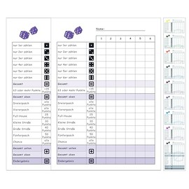 DiceCupFlex Dice Game Pad DIN A6 with 50 Pages Dice Pad, Game Pad, Replacement Pad Design (Pack of 2, Purple)