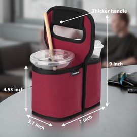 Cup Drink Carrier with Handle, Reusable Coffee Cup Holder for Hot or Cold Drinks, On-The-go Water Bottle Cup Caddy with Adjustable Dividers