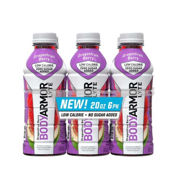 BODYARMOR LYTE Sports Drink Low-Calorie Sports Beverage, Dragonfruit Berry, Coconut Water Hydration, Natural Flavors With Vitamins, Potassium-Packed Electrolytes, Perfect For Athletes, 20 Fl Oz (Pack of 6)