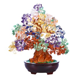 Top Plaza Amethyst Healing Crystal Money Tree 10 Inch Stone Bonsai Tree Feng Shui Good Luck Wealth Tree Decor Business Gift for Office Home Living Room