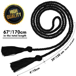 Graduation Honor Cord Black Yarn Honor Cord with Tassel 67" Long for Graduation Ceremony