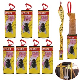 BTORER 8Pcs Glue Paper Trap for Catching Bugs Insects Fruit Flies Moths, Sticky Hanging Fly Trape Catcher Ribbon, Fruit Fly Gnat Trap for House, Garden, Bullpen, Stable,Pasture - Eco-Friendly