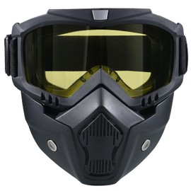 CROSSBODY Motorcycle Helmet Riding Goggles Glasses With Removable Face Mask,Detachable Fog-proof Warm Goggles Mouth Filter Adjustable Non-slip Strap Vintage Bullet Fight Motocross Eyewear