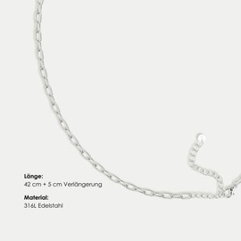 Jean & Len Mira Necklace in Silver, Nickel, Lead and Cadmium Free, 14K Gold Plated, 316L Stainless Steel, Adjustable (42+5cm) Minimalist and Waterproof Necklace, Stainless Steel, No gemstone.