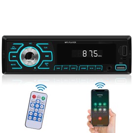 Single DIN Car Stereo With Bluetooth 1 Din Car Radio Support Bluetooth Handsfree Call/FM/USB/TF Card/AUX in + Remote Control