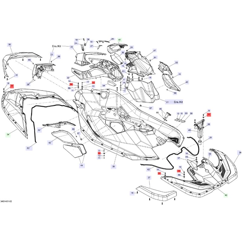 Hull Body Washers Kit (50pcs) for Sea-Doo Spark 2014-2023 &