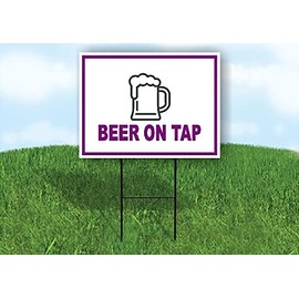 BEER ON TAP PURPLE - Single Sided Yard Sign ROAD SIGN with Stand