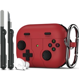 RFUNGUANGO for AirPods Pro 2nd /1st Generation Case Cover with Keychain,Game Player Design for Kid Men and Women, Soft Silicone Case for AirPods Pro Gen 2/1(2023/2022/2019) Charging Case-Red