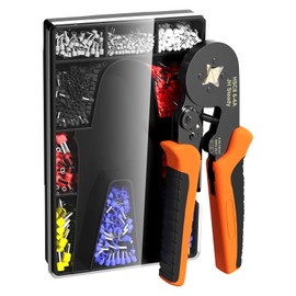 Ferrule Crimping Tool Kit, JH Steady AWG 23-7 Crimper Plier with 1200PCS Wire Ferrules Kit Wire End Terminals, Self-adjustable Ratchet Tool Set for 0.25-10mm² Cable connectors