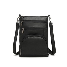 Miss Lulu Women Multi Pocket RFID Blocking Crossbody Bag Small Fashion PU Leather Messenger Travel Organizer Satchel Sling Shoulder Bags (Black)