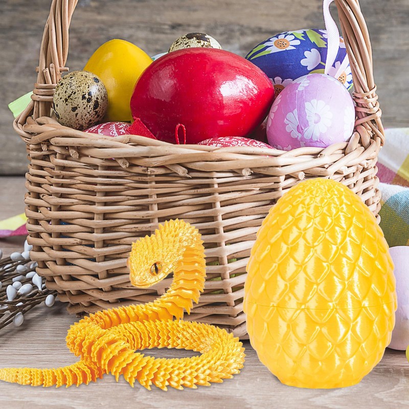 3PCS 3D Printed Snake in Egg, 3D Printed Dragon Egg