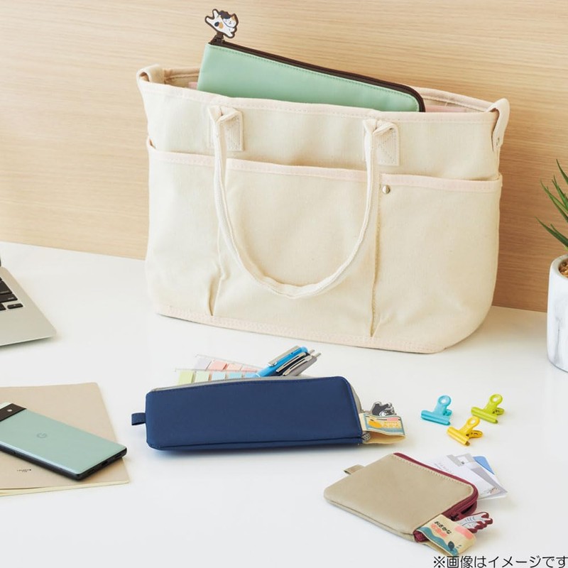 Lihit Lab Nyan Scene Cat Flat Pouch A5 Charcoal Black