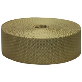 Strapworks Colored Flat Nylon Webbing - Strap For Arts And Crafts, Dog Leashes, Outdoor Activities – 2 Inches x 10 Yards, Tan