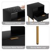 AEPOALUA Nightstand,Morden Bedside Table with Gold Frame,Small Black Night Stand,End