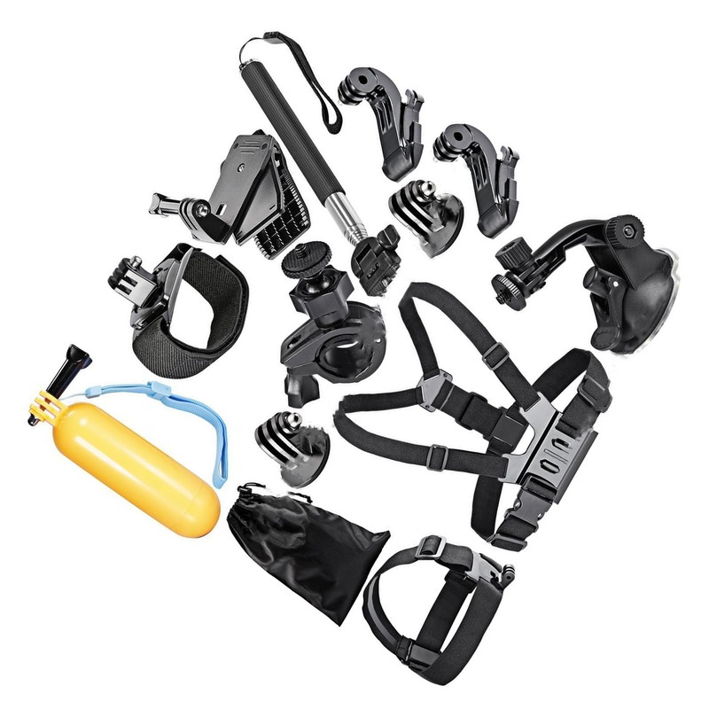 12PCS Action Camera Accessories Kit Adjustable Headband Floating Handle Assembly