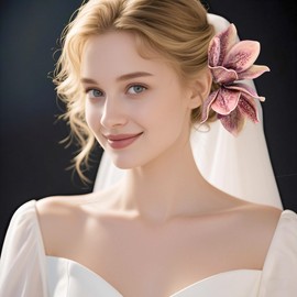 Rannyrena Bohemian Hawaiian Flower Hair Pin for Women Artificial Lily Flower U-Shaped Hair Pins for Updo Bun Bridal Beach Seaside Party Hair Accessories (Red)