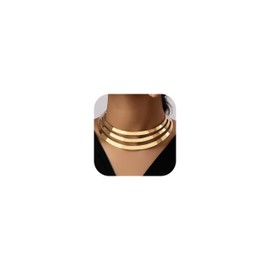 YANCHUN Chunky Gold Necklace Statement Necklace for Women Dainty Gold Choker Necklaces Chunky Collar Necklaces Ethnic Big Statement African Tribe Wide Metal Choker Jewelry