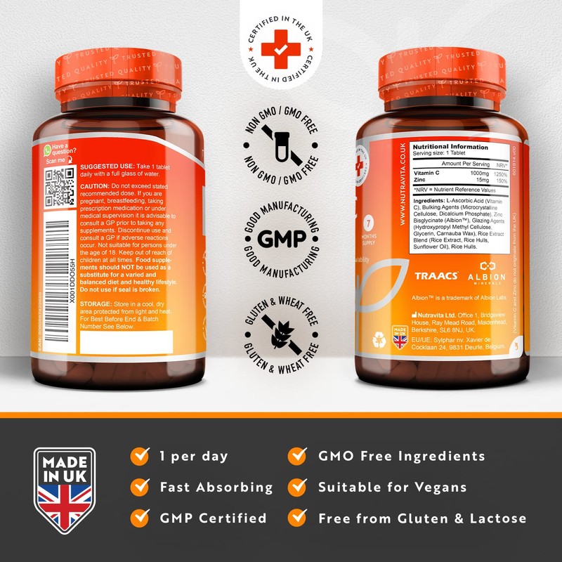 Vitamin C and Zinc Tablets - High Strength Vitamin C