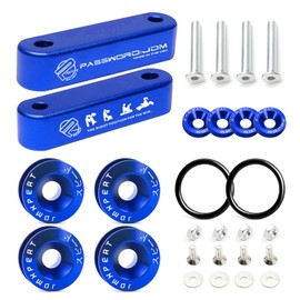 Xotic Tech JDM Hood Spacer Hood Riser 3/4" Replacement + Quick Release Holders Front Rear Bumper Fasteners Fender Hatch Lids Compatible with Honda Civic CRX Del Sol, Acura Integra(Blue)