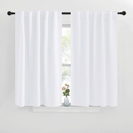 NICETOWN Window Curtain Panels for Kitchen - (White Color) 42x30 inch, 2 Panels Set, Home Decoration Drapes for Window