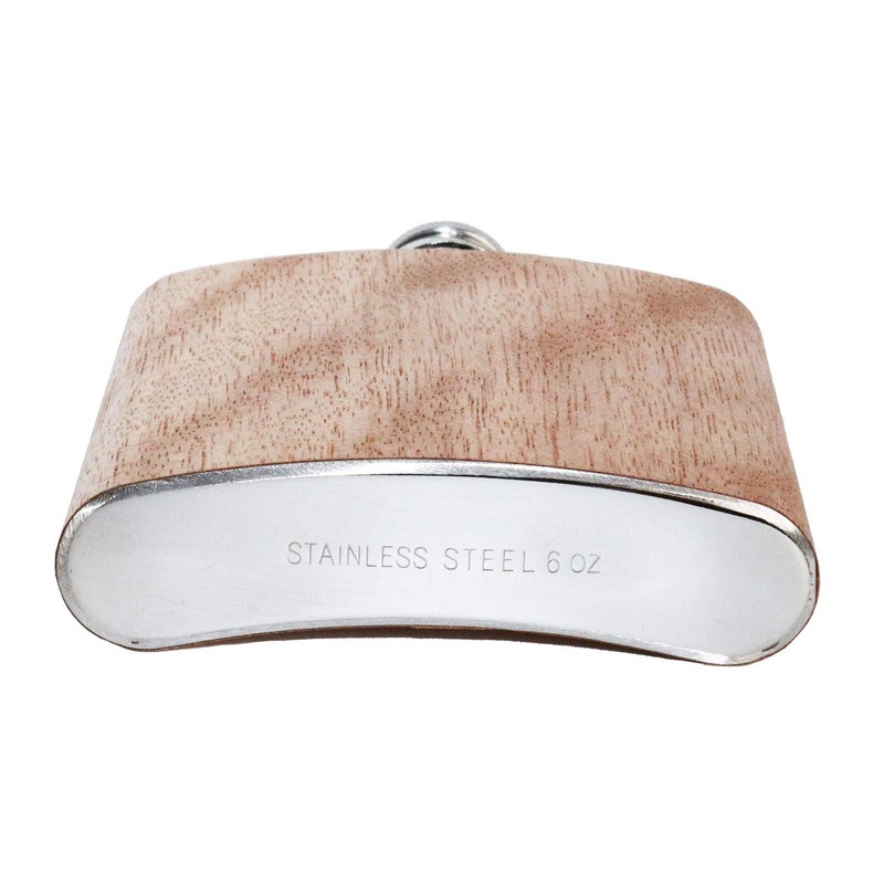 The Mountain Calls Hip Flask Wood with Engraving. Gift Skiing