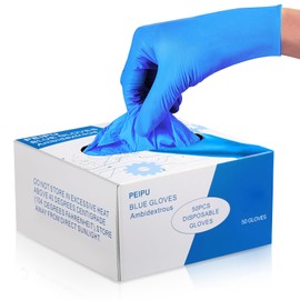 PEIPU Nitrile Gloves Disposable Gloves(X-Large, 50-Pack)，Powder Free, Cleaning Service Gloves, Latex Free