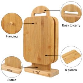Bamboo Cutting Board Set for Kitchen,Small Cutting Boards with Holder,Serving Boards for Sandwich Cheese Meal Breakfast