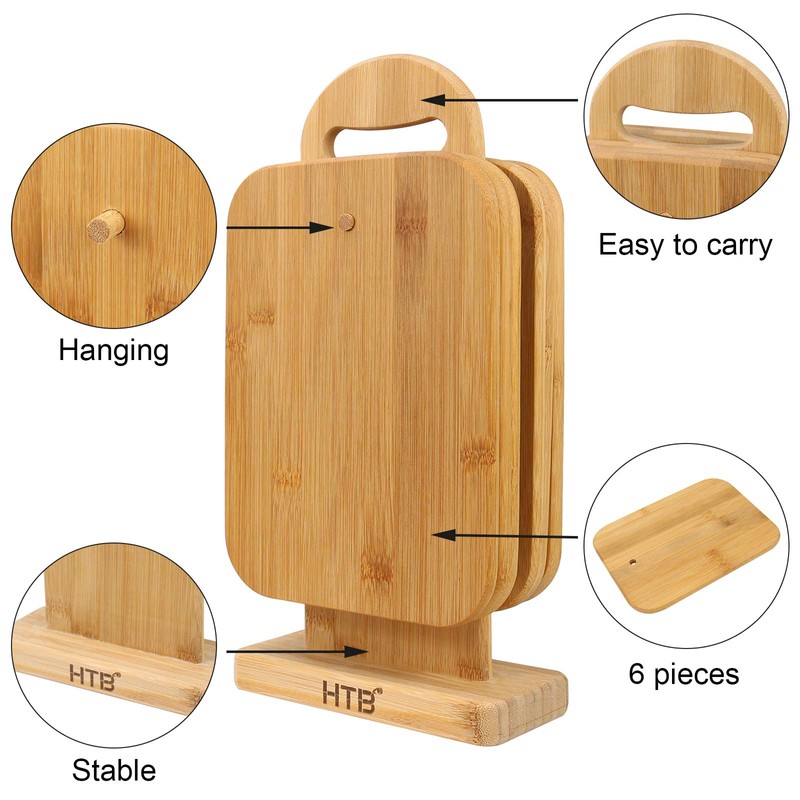 Bamboo Cutting Board Set for Kitchen,Small Cutting Boards with Holder,Serving